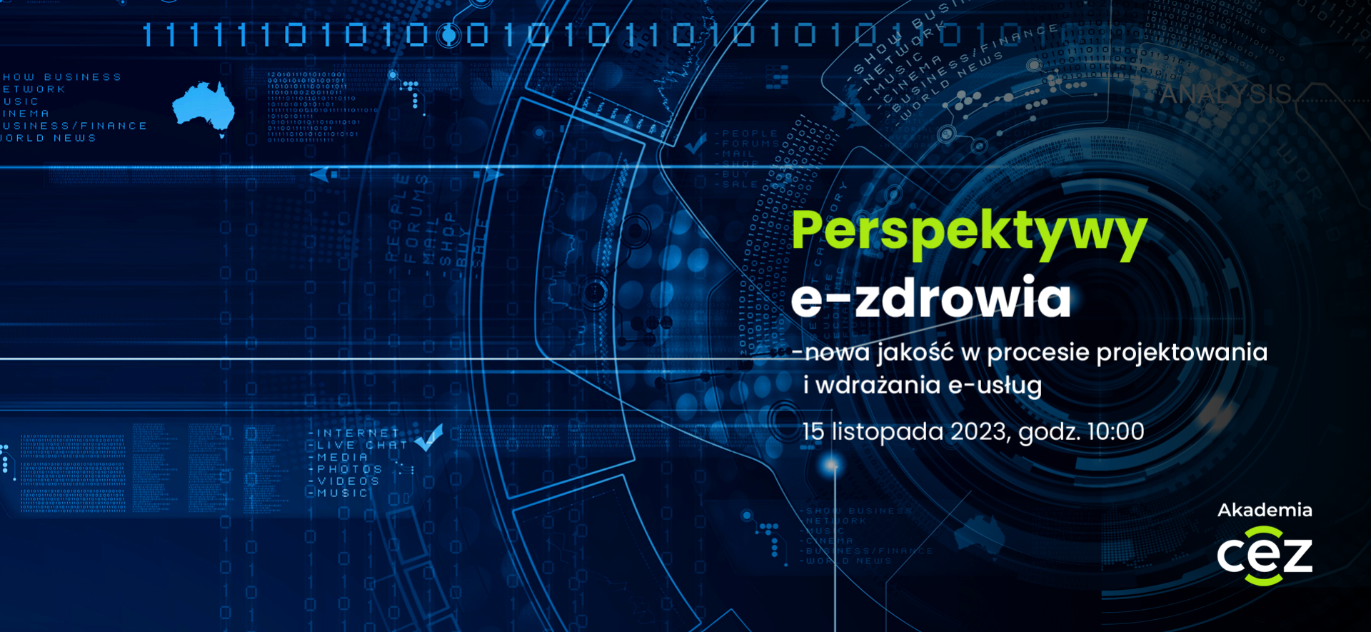 Grafika z napisem "Perspektywy e-zdrowia"