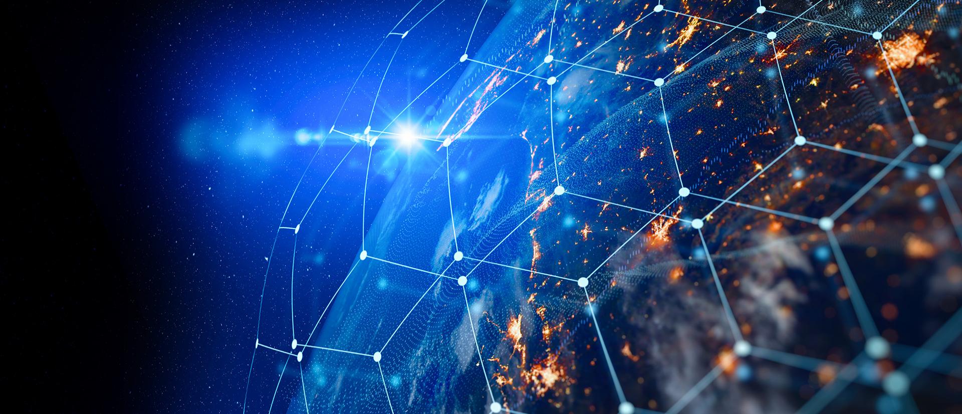 grafika wektorowa symbolizująca ideę sieci teleinformatycznej